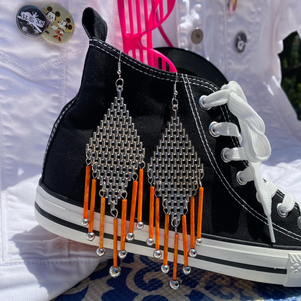 💝2/$20 80’s inspired metal mesh drop earrings